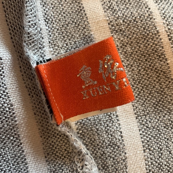 Vtg 90s y2k sleeveless grey white stripe sheer chiffon vest tunic top M - Picture 16 of 16